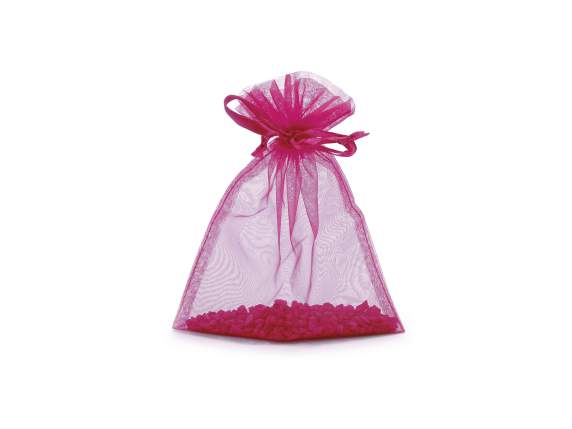 Bolsa de organza fucsia 12x16 cm con lazo