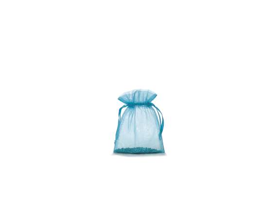 Bolsa de organza turquesa 12x16 cm con lazo