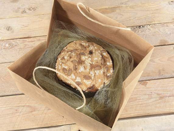 Bolsa-sobre de papel kraft con base ancha y asas retorcidas