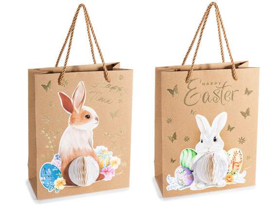 Bolsa-sobre papel kraft con asas y decoraciones de Pascua