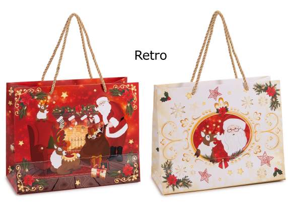 Bolsa-sobre de papel navideño horizontal,ventana y etiquetas