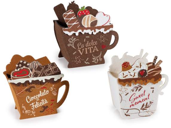 Bolsa-cesta de tela con adornos de chocolate