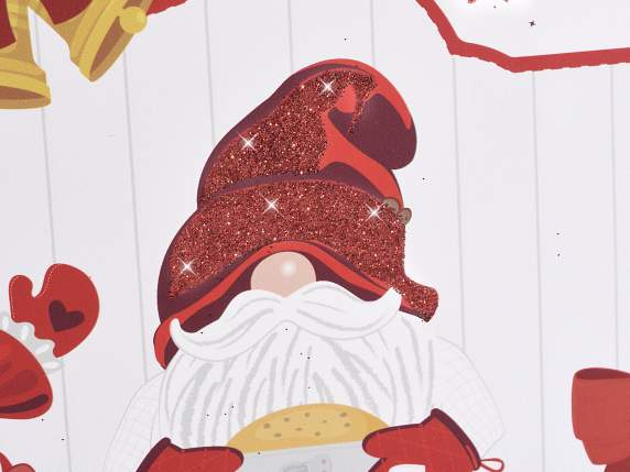 Bolsa-sobre papel grande gnomos navideños con brillantina