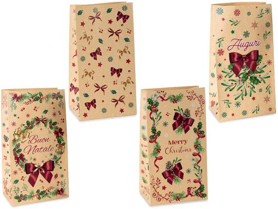 Bolsa de papel kraft con estampado navideño