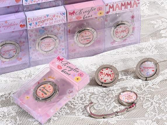 Soporte metálico para bolsas con inscripción para mamá