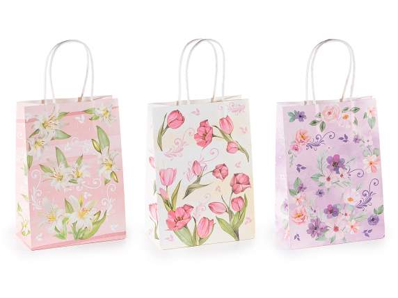 Pequeña bolsa de papel - sobre con decoraciones florales