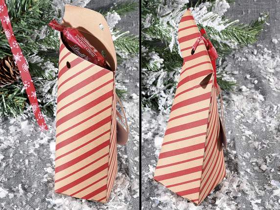 Caja de bolsa de papel kraft con decoración de reno y lazo