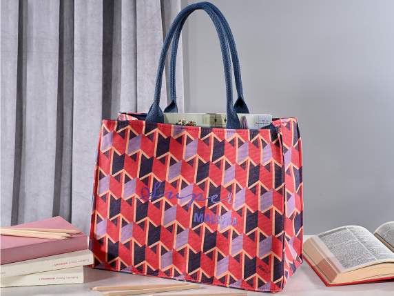 Bolso de tela con asas y escritura Super Maestra