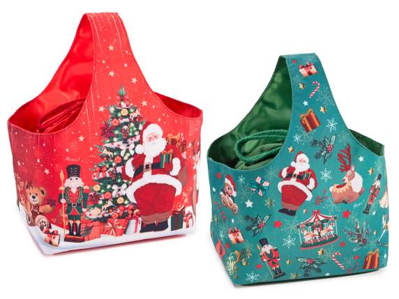 Bolso de lona tipo cesta con bolso y asa incorporados