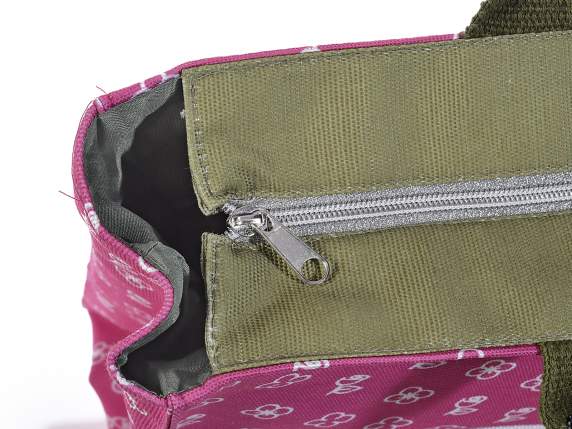 Bolso tote de tela La vie est belle con asas y cierre de cre