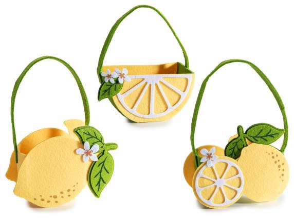 Bolsa de tela de limón con decoraciones en relieve