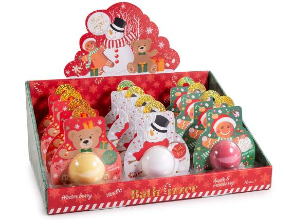 Bombe de bain 100g en pack. Noël exposé pour 12 personnes