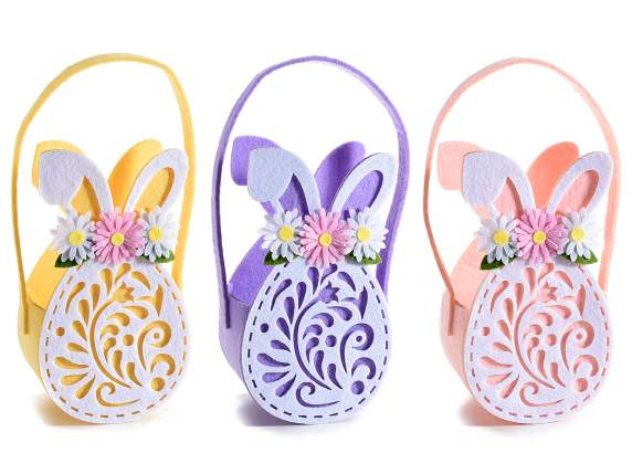 Borsetta in panno colorato decorato con orecchie coniglio