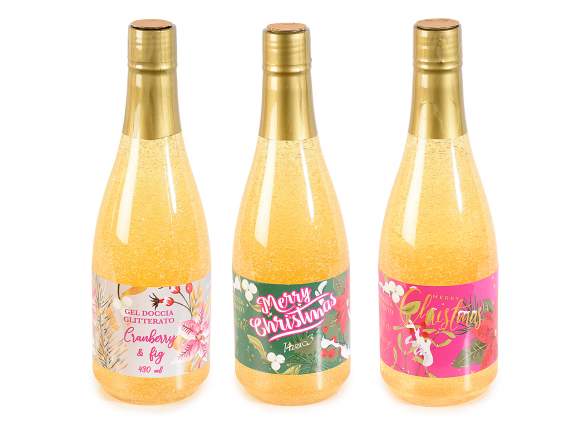 Botella de champán con gel de ducha con purpurina 430 ml