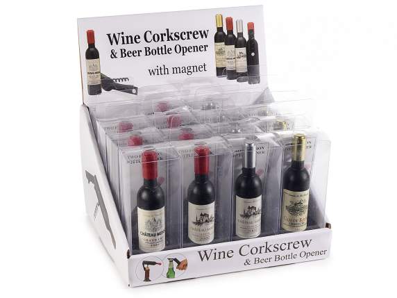 Wine - beer bottle opener corkscrew with magnet on display