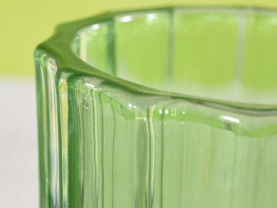 Bougeoir pour bougie chauffe-plat en verre moleté avec base