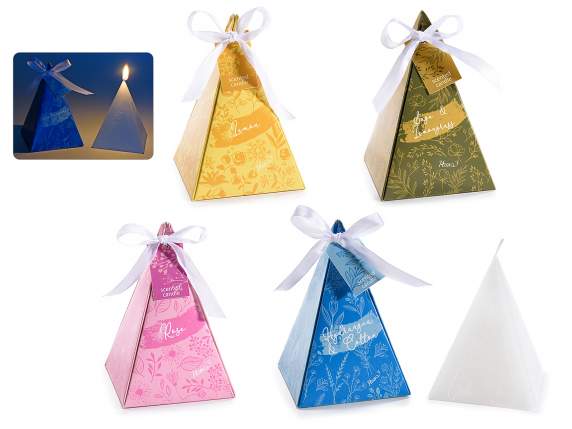 Bougie parfumée Pyramide dans un coffret cadeau avec nœud