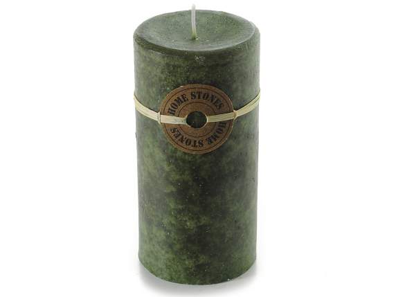 Bougie cylindrique verte anglaise parfumée au bois de santal