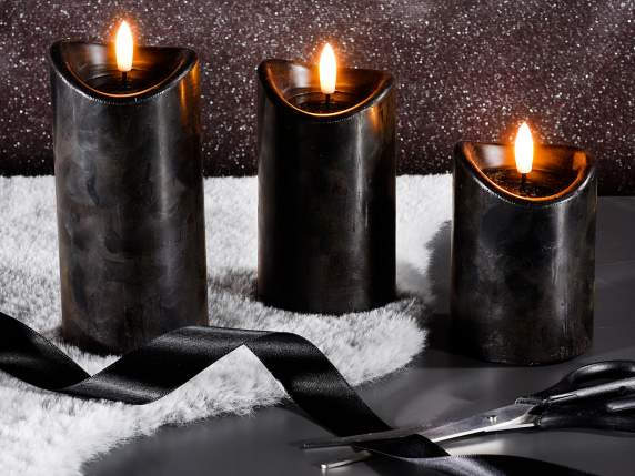 Lot de 3 bougies électroniques en cire avec flamme LED