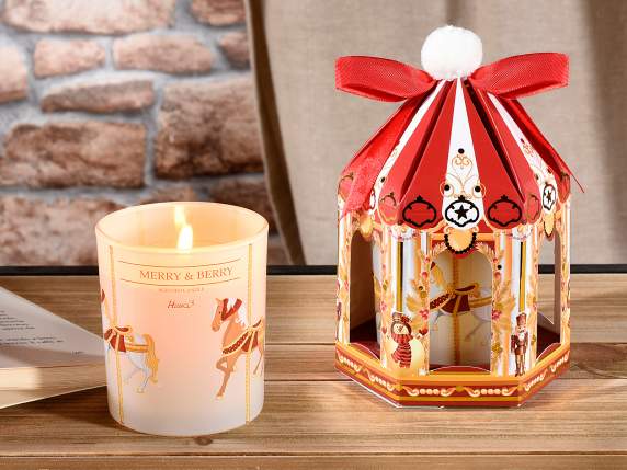 Bougie parfumée de Noël dans un pot en verre carrousel