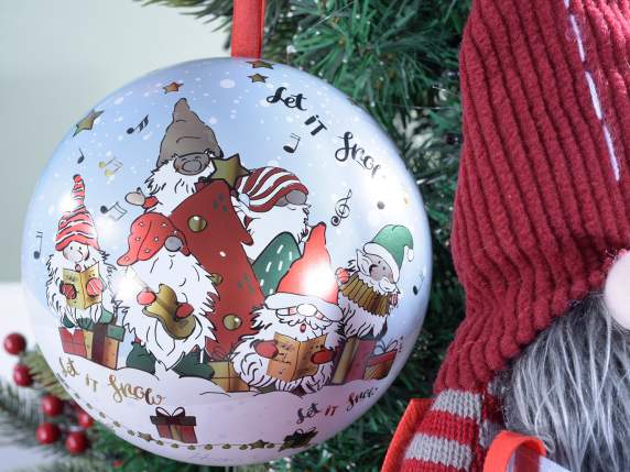 Boule en métal ouvrable pour suspendre décoration de gnome
