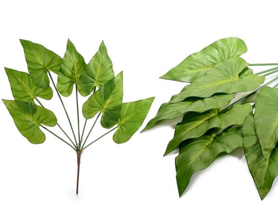 Bouquet de 7 feuilles vertes artificielles décoratives