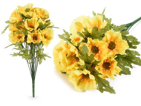 Bouquet de coquelicots jaunes artificiels