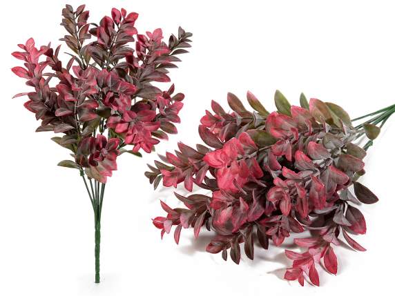 Bouquet de feuilles artificielles avec des nuances rouges