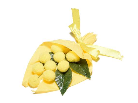 Bouquet de mimosa artificielle en floqués