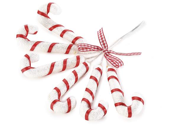 Bouquet of 6 glitter artificial candy canes