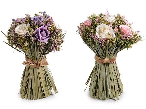 Bouquet of artificial flowers and roses