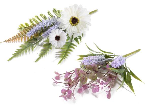 Bouquet of artificial flowers and leaves