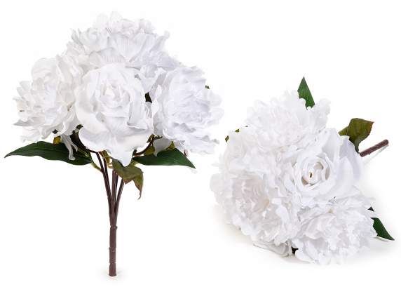 Bouquet of peonies and artificial white roses