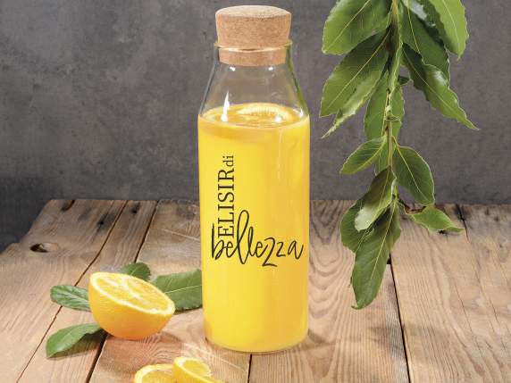 Pot-bouteille en verre de 1,2 L avec bouchon en liège