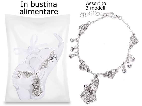 Bracelet surprise Éléphants dans une carte et un sac