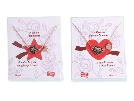 Bracelet en métal or rose cœur-étoile avec carte Mastercard