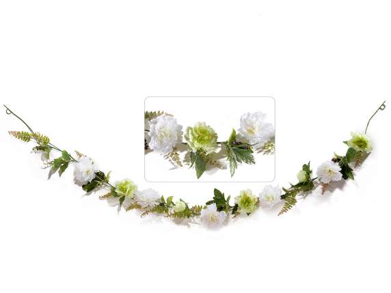 Branch wreath with peonies and artificial berries to hang