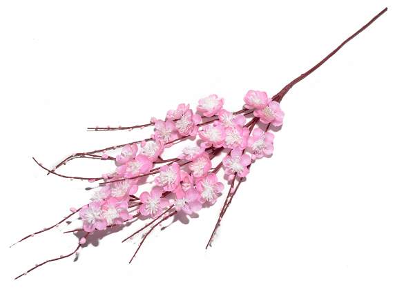 Branche décorative de fleur de pêcher artificielle