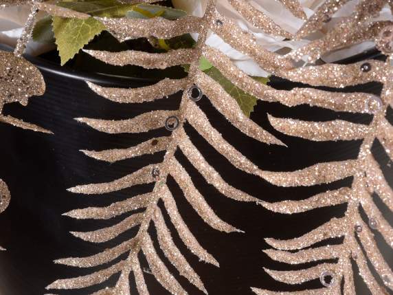 Branche de fougère artificielle à paillettes champagne