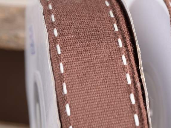 Brown cotton ribbons double stitching