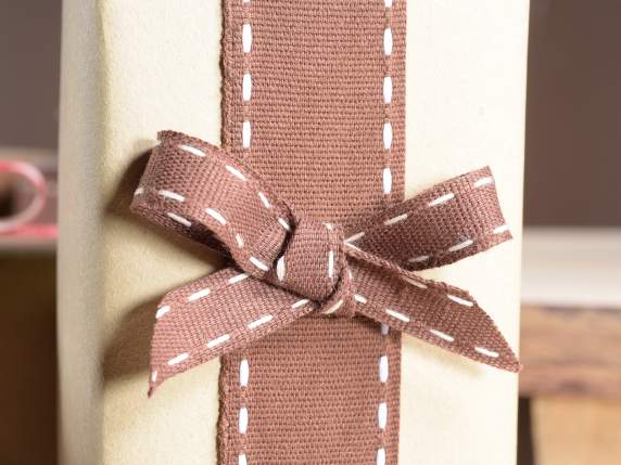 Brown ribbons double stitching
