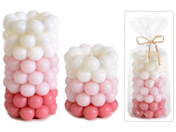 Set of 2 multicolored Bubble cylindrical candles in single p