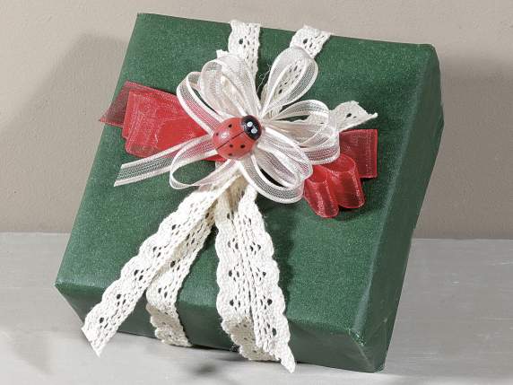 Cutie cu 100 de buburuze din lemn cu banda dublu