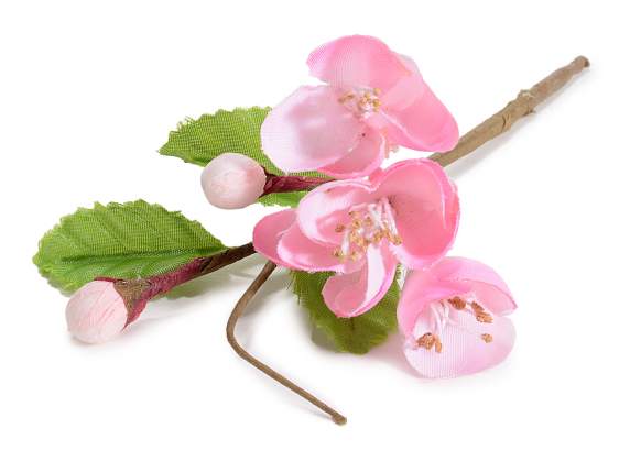 Buchet de flori artificiale de piersic cu frunze