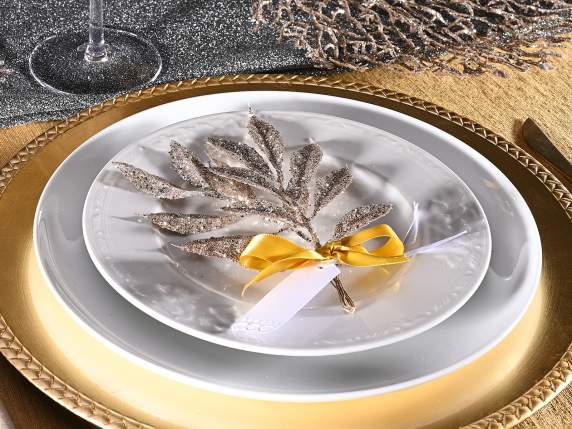Buchet din 6 ramuri de frunze sclipici de bronz