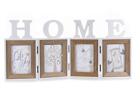 Cadre photo en forme de livre pour 4 photos avec le mot Home