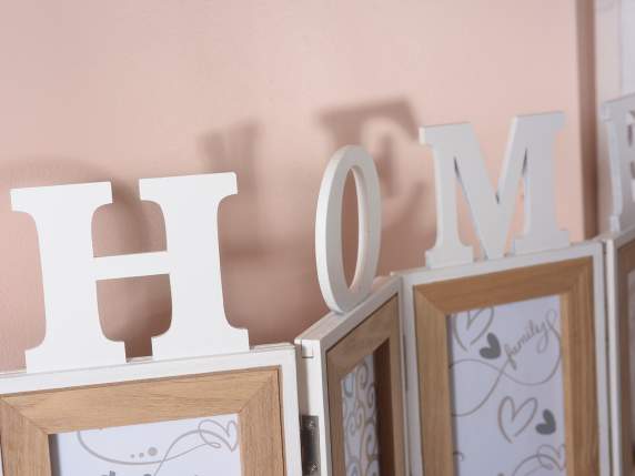 Cadre photo en forme de livre pour 4 photos avec le mot Home