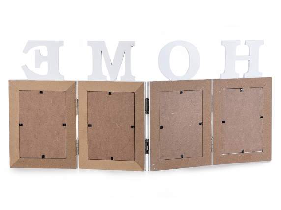 Cadre photo en forme de livre pour 4 photos avec le mot Home