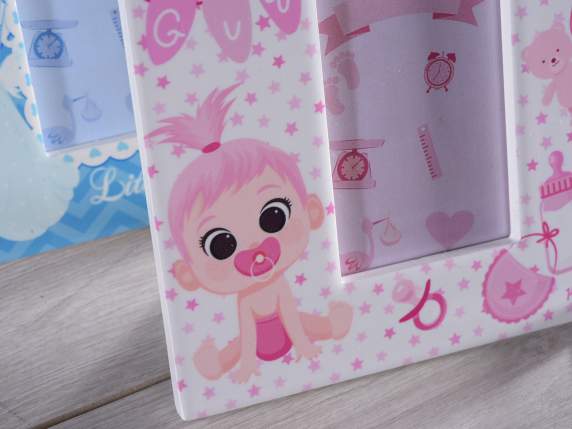 Porte-photo bébé fille en céramique brillante à poser