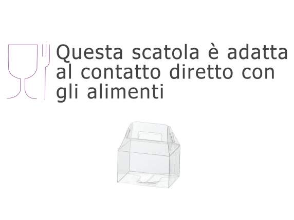 Caja PET rectangular - uso alimentario con asa